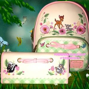 Disney Bambi Spring Time Gingham Mini Backpack & Matching Tri Fold Wallet